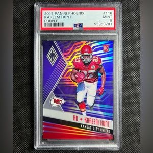 2017 Phoenix Purple Refractor KAREEM HUNT RC Card /149 SP PSA 9 MINT Pop 1